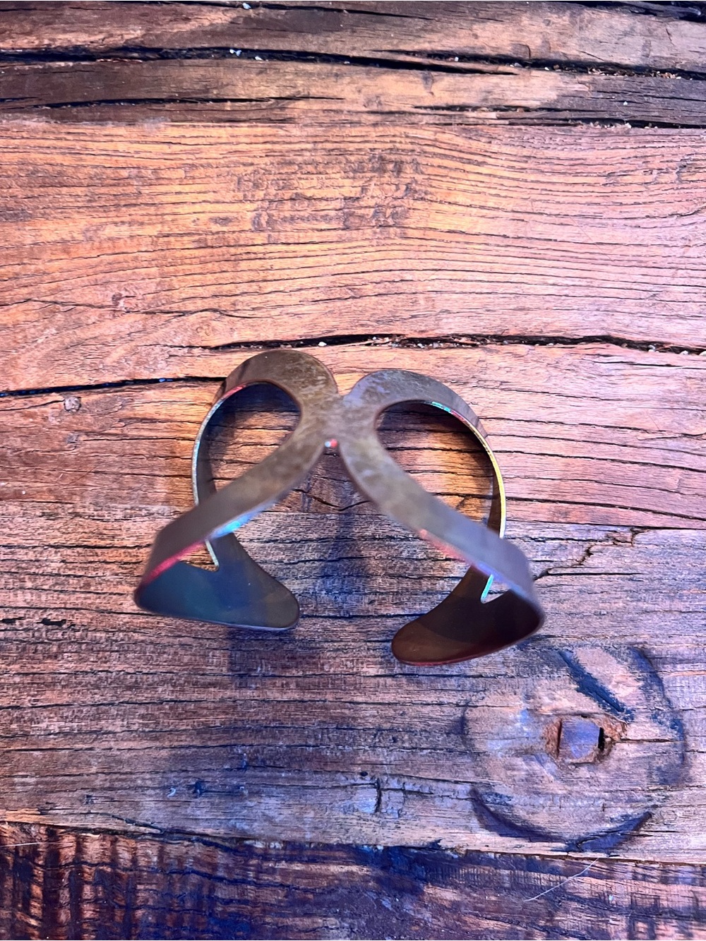 Hammered Wide Cuff Bracelet in Brushed Bronze